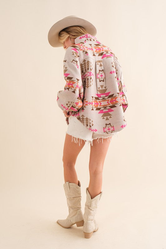 Pink & Neutral Colored Aztec Pullover