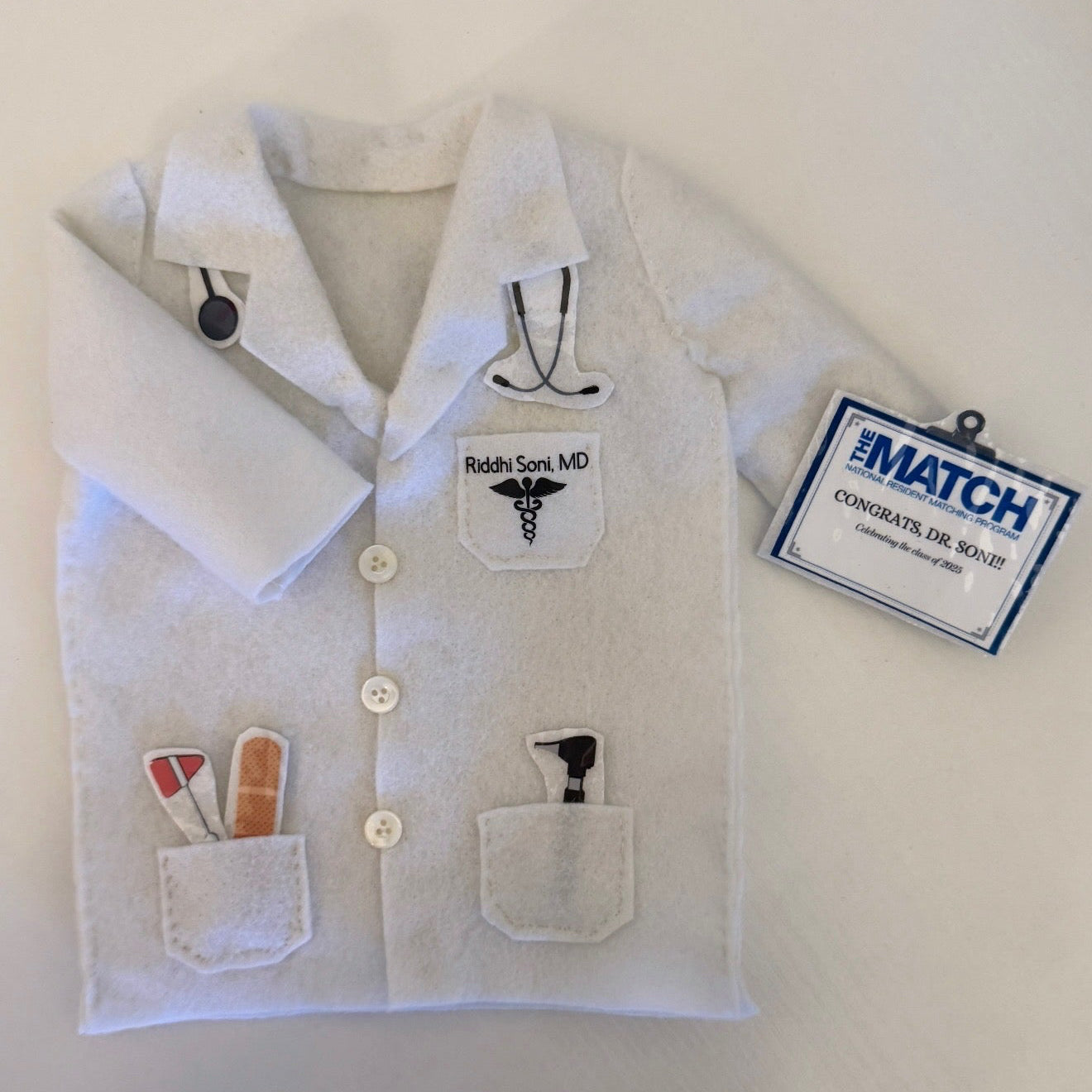 Personalized White Coat Wine Cover Celebratory Gift - Designs by Smiley