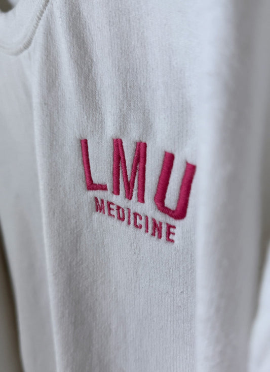 Embroidered Varsity Font Custom School Logo Crewneck - Small Left Chest - Designs by Smiley