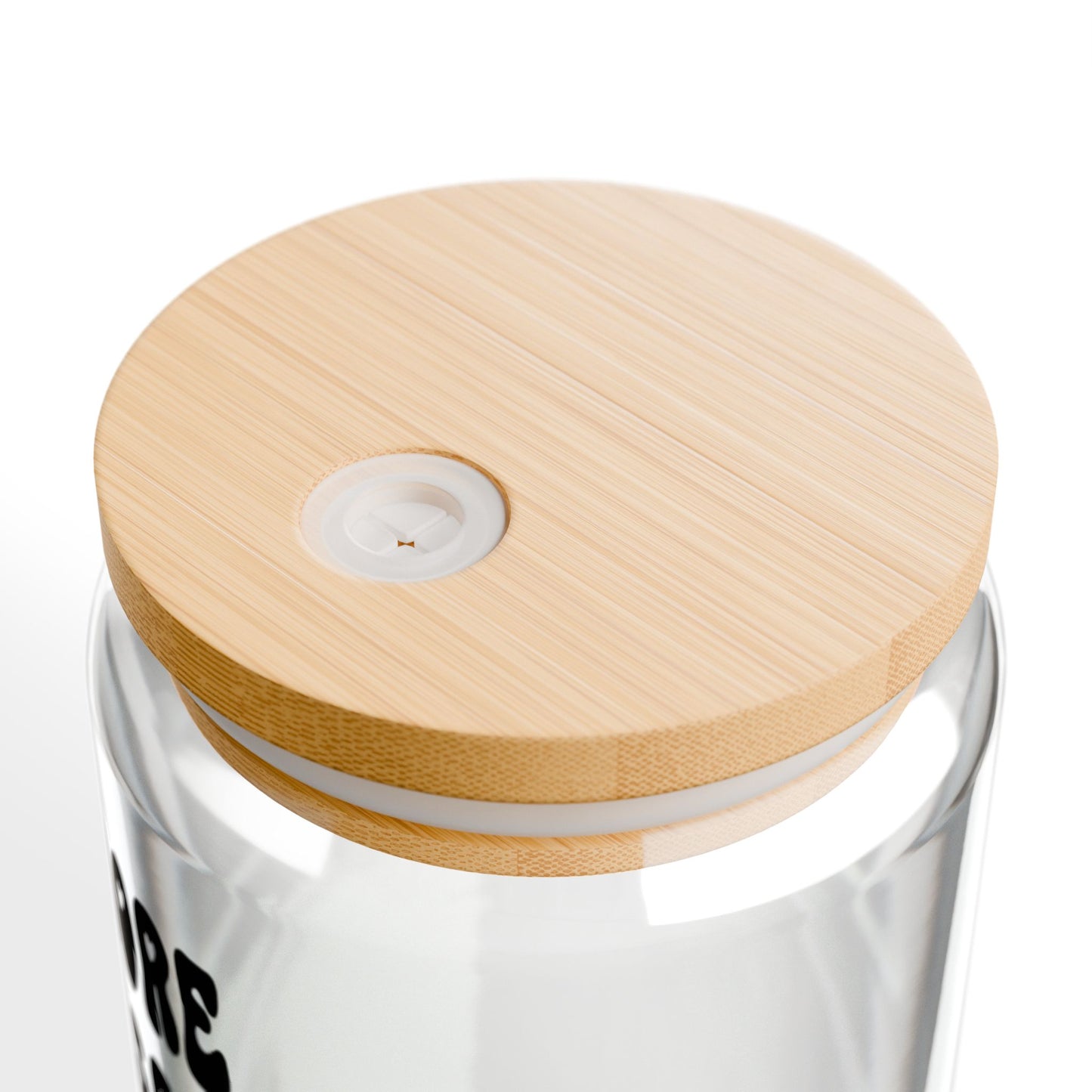 Iced Coffee Bubble Font Glass Tumbler w Bamboo Lid & Straw - Designs by Smiley