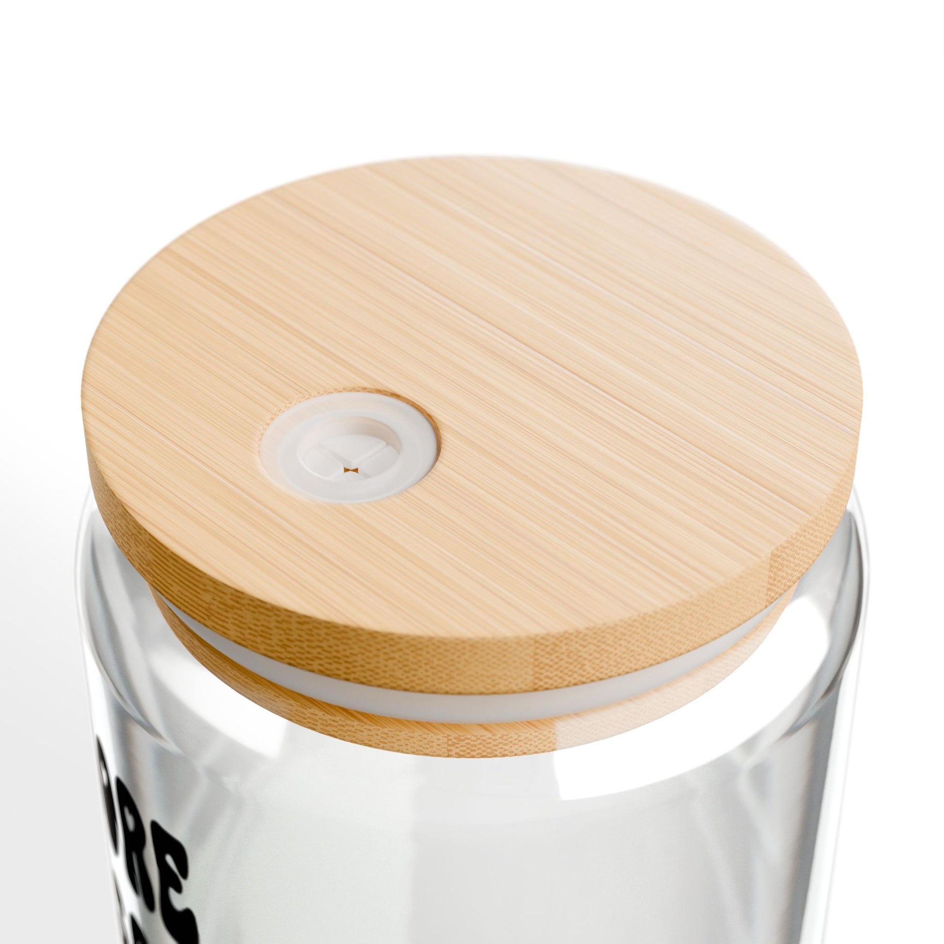 Iced Coffee Bubble Font Glass Tumbler w Bamboo Lid & Straw - Designs by Smiley