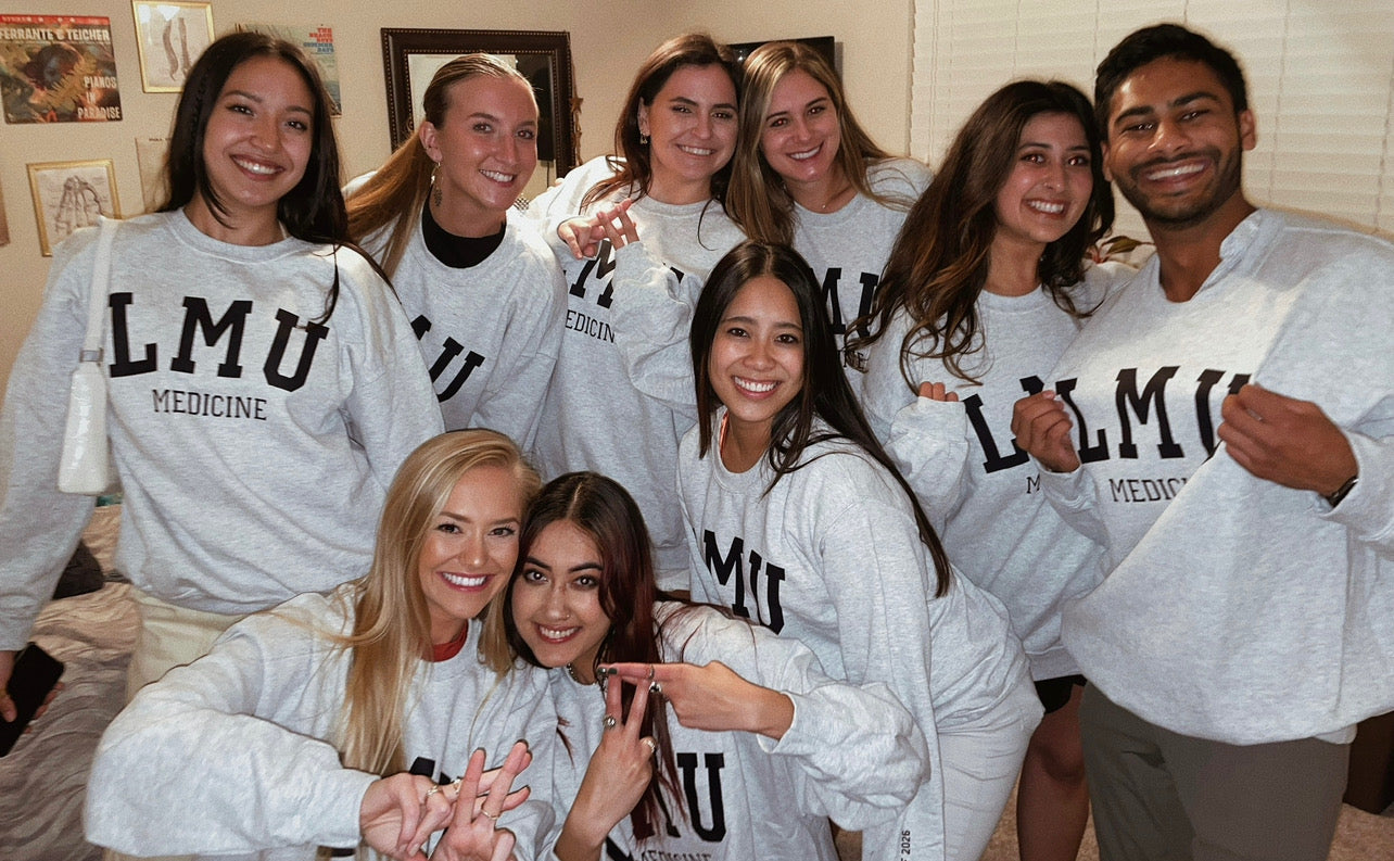 Varsity Font Custom School Logo Crewneck - Large Centered