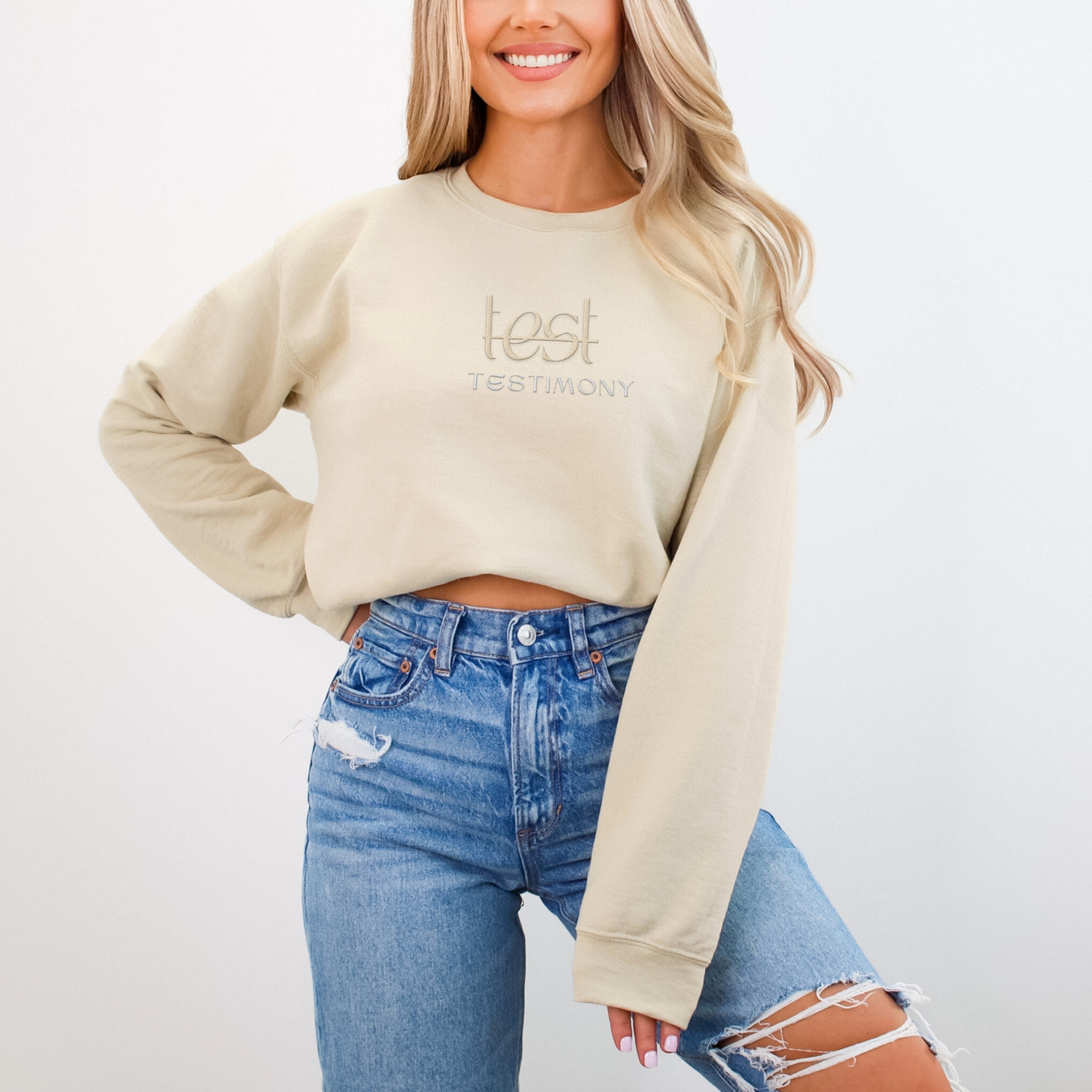Test-imony Embroidered Crewneck Sweatshirt - Designs by Smiley