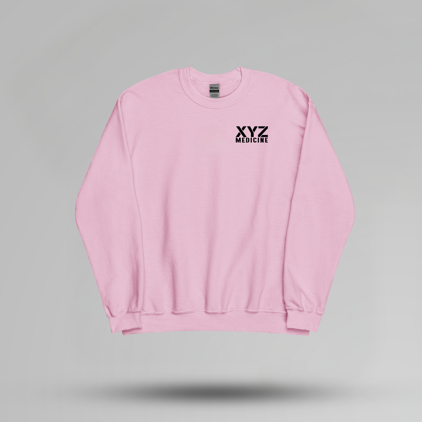Stencil Font Custom School Name Crewneck - Small Left Chest