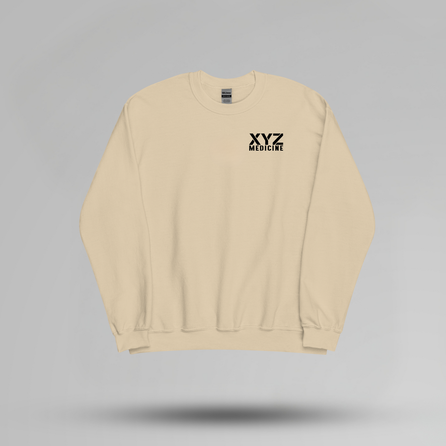 Stencil Font Custom School Name Crewneck - Small Left Chest