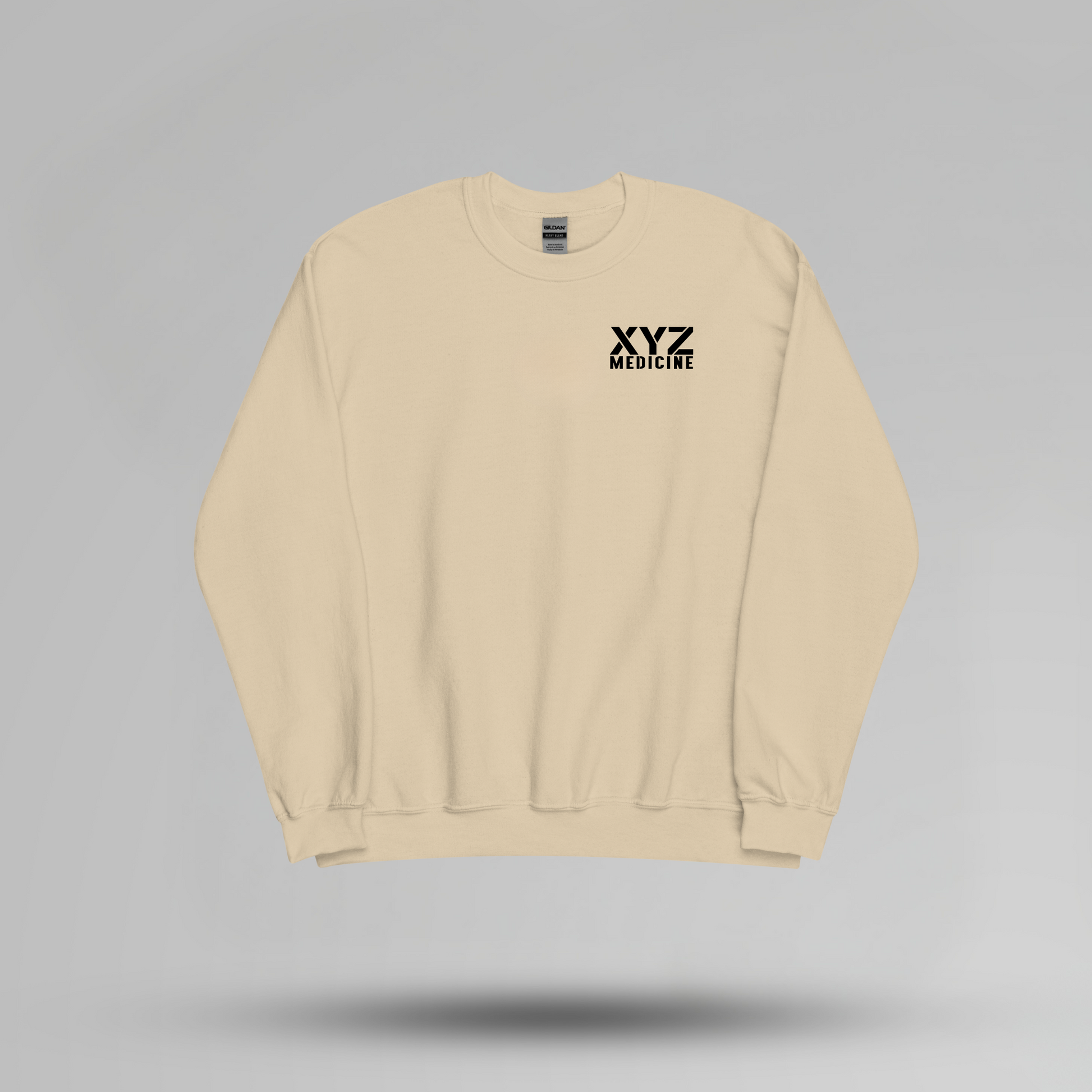 Stencil Font Custom School Name Crewneck - Small Left Chest - Designs by Smiley