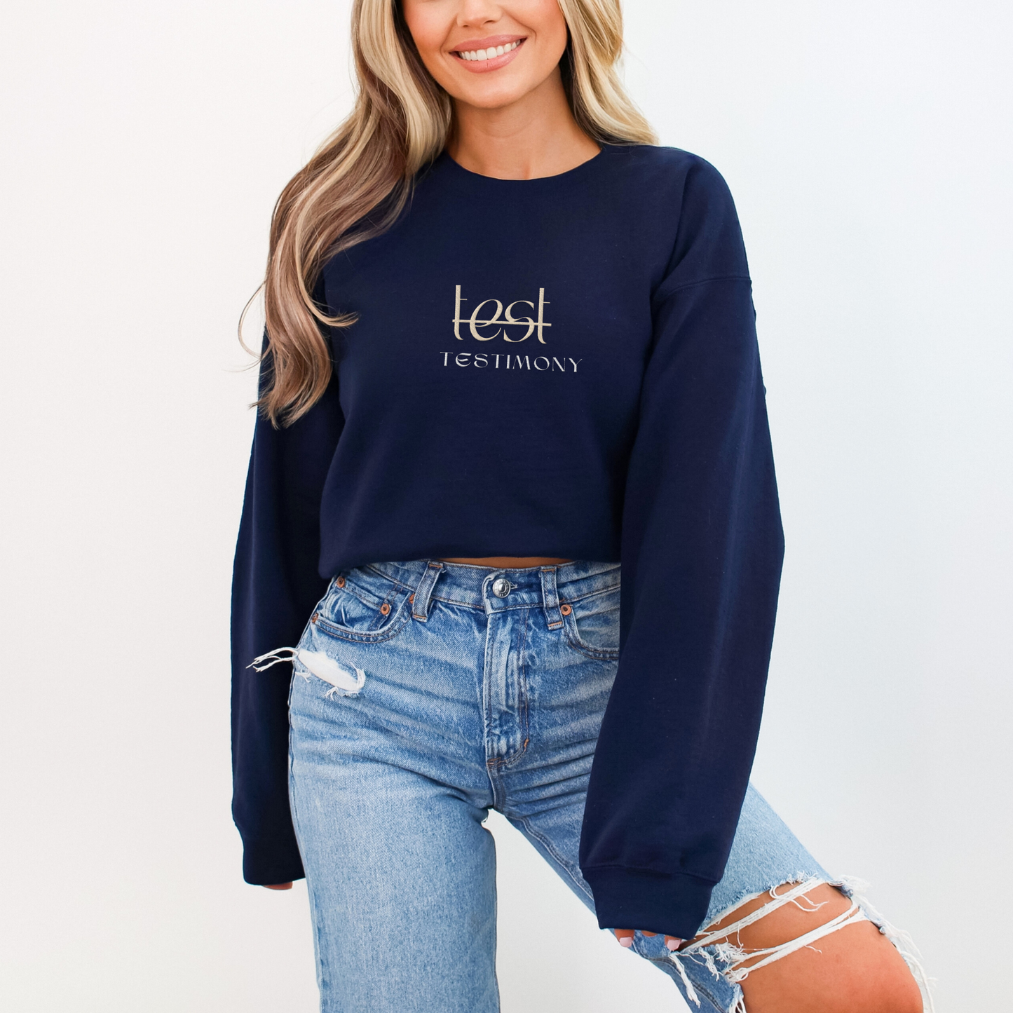 Test-imony Embroidered Crewneck Sweatshirt - Designs by Smiley