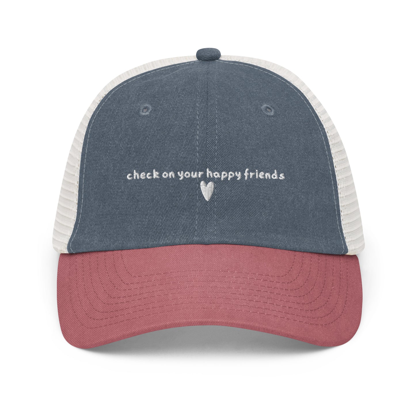 Embroidered 'check on your happy friends' Vintage Baseball Cap