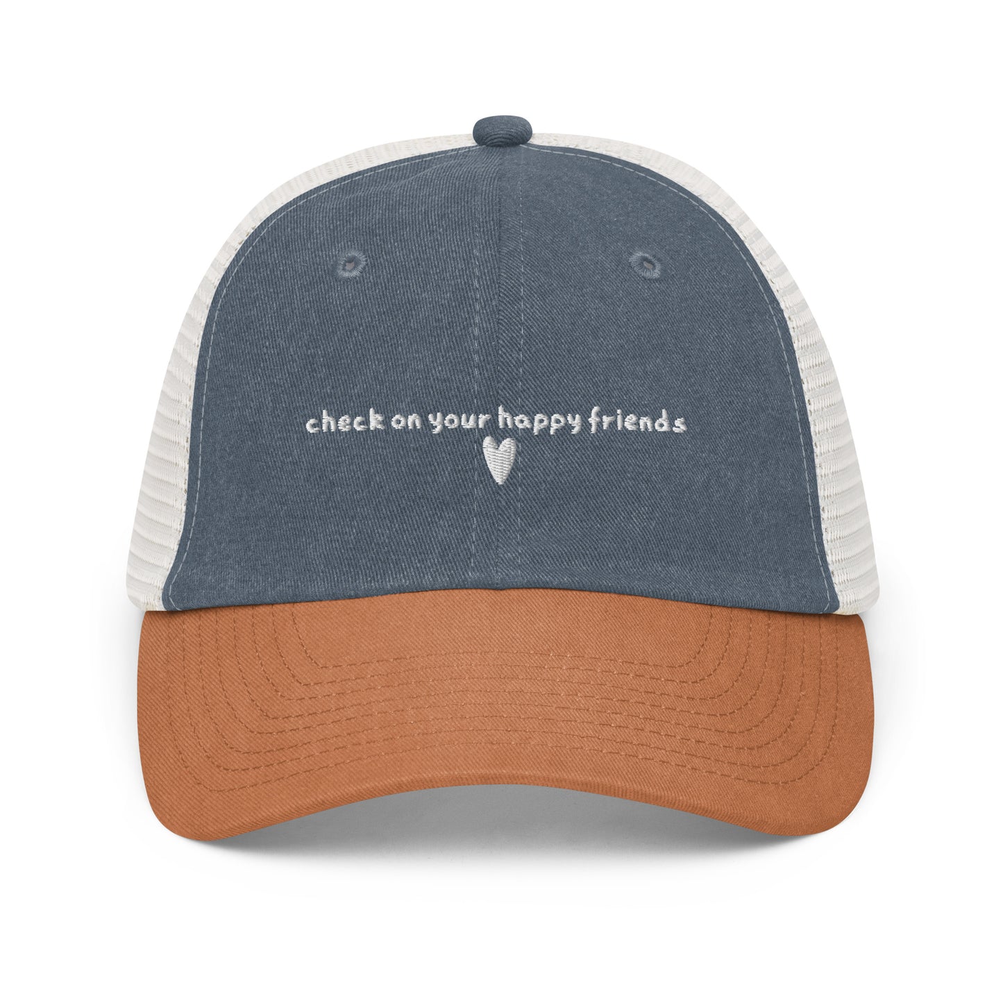 Embroidered 'check on your happy friends' Vintage Baseball Cap
