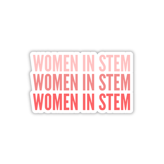 Three instances of 'WOMEN IN STEM' text on a white background