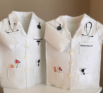 Personalized White Coat Wine Cover Celebratory Gift - Designs by Smiley