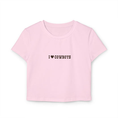 I Love Cowboys Women’s Baby Tee - Designs by Smiley