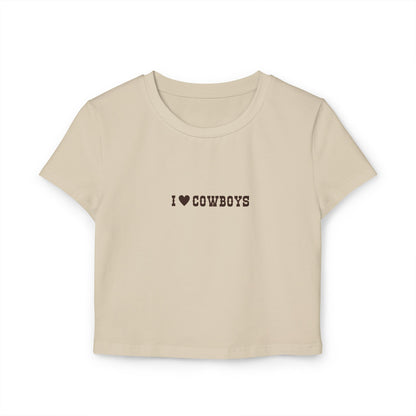 I Love Cowboys Women’s Baby Tee - Designs by Smiley