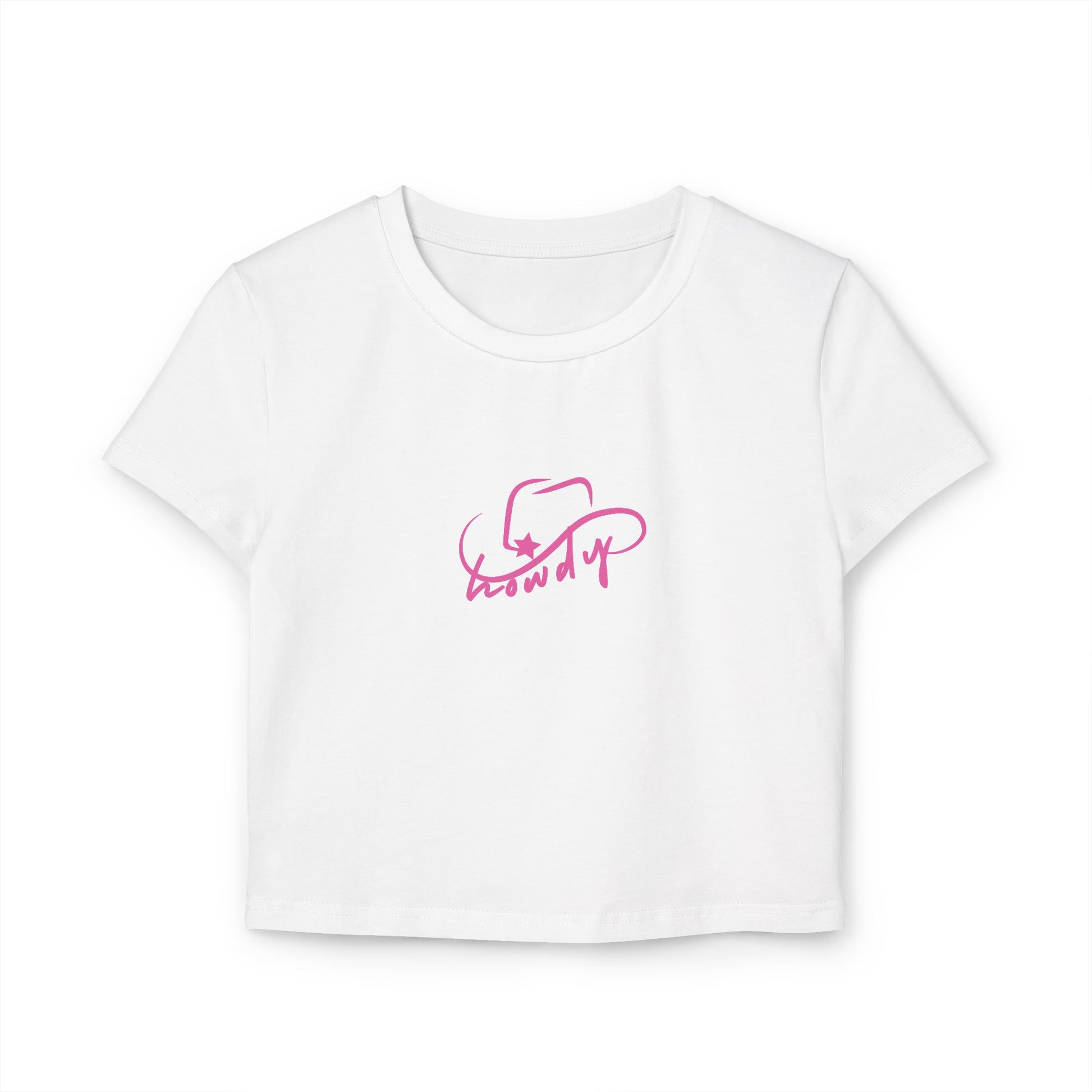 Howdy in Pink Women’s Baby Tee - Designs by Smiley