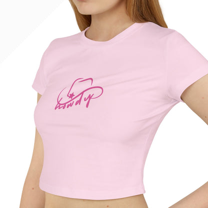 Howdy in Pink Women’s Baby Tee - Designs by Smiley