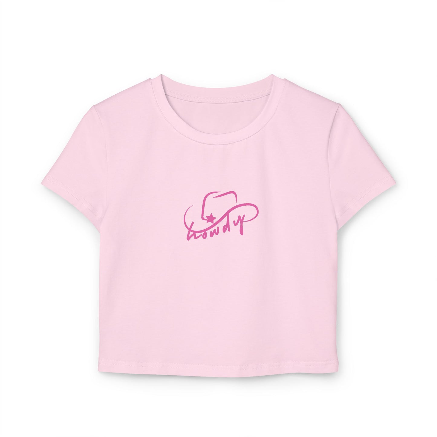 Howdy in Pink Women’s Baby Tee - Designs by Smiley