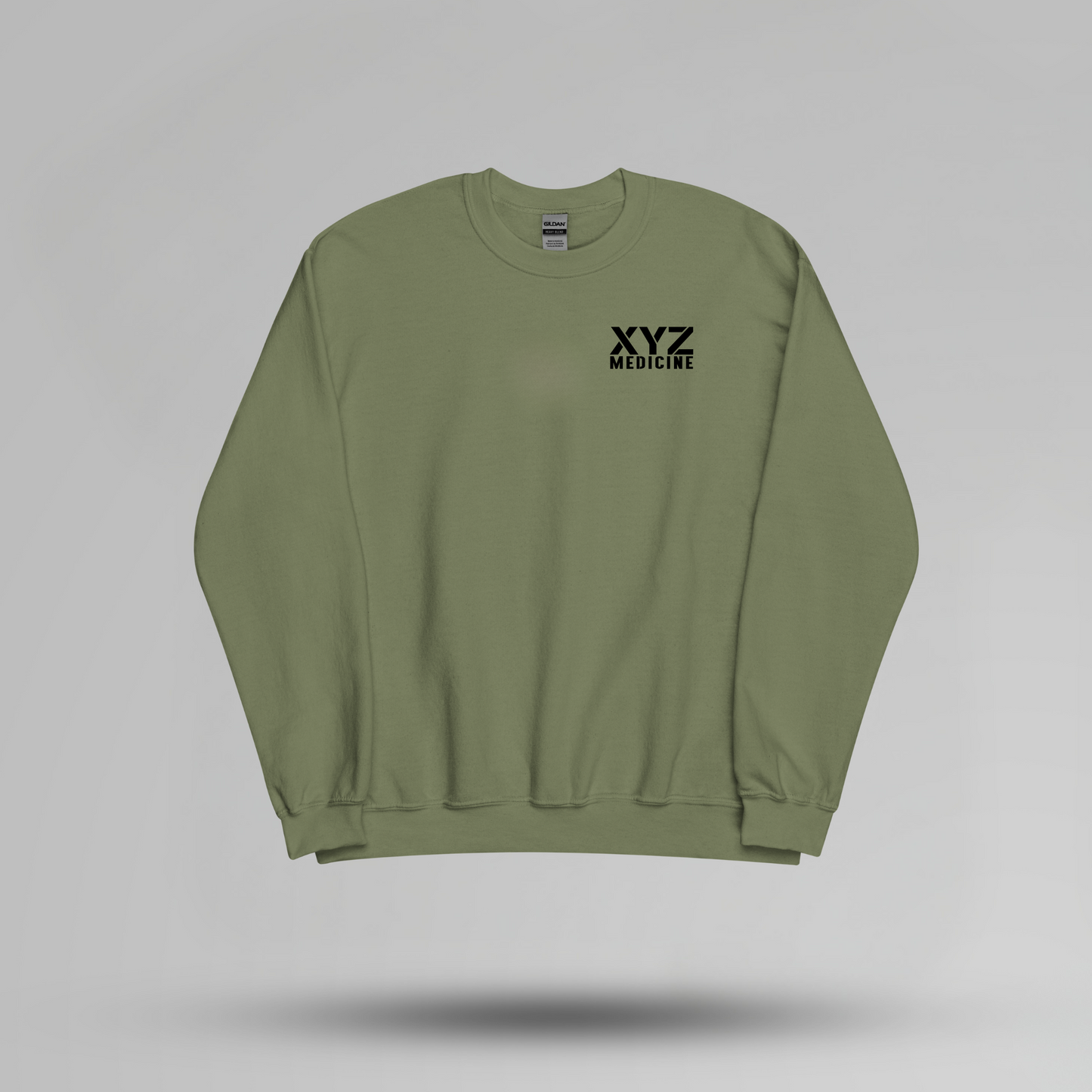 Stencil Font Custom School Name Crewneck - Small Left Chest - Designs by Smiley