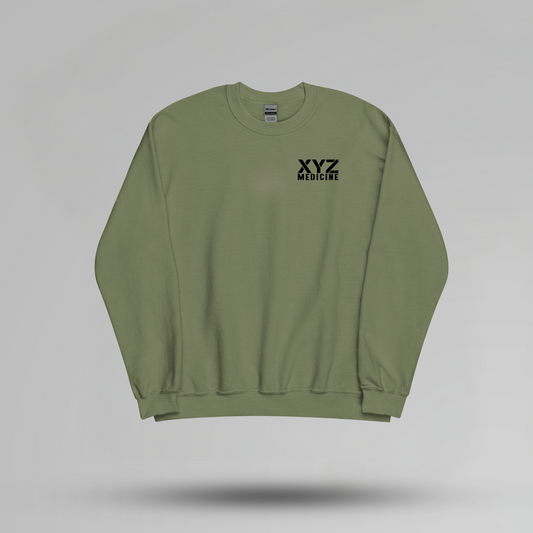 Stencil Font Custom School Name Crewneck - Small Left Chest - Designs by Smiley