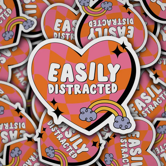 Easily Distracted & Selective Attention Waterproof Vinyl Sticker - Designs by Smiley