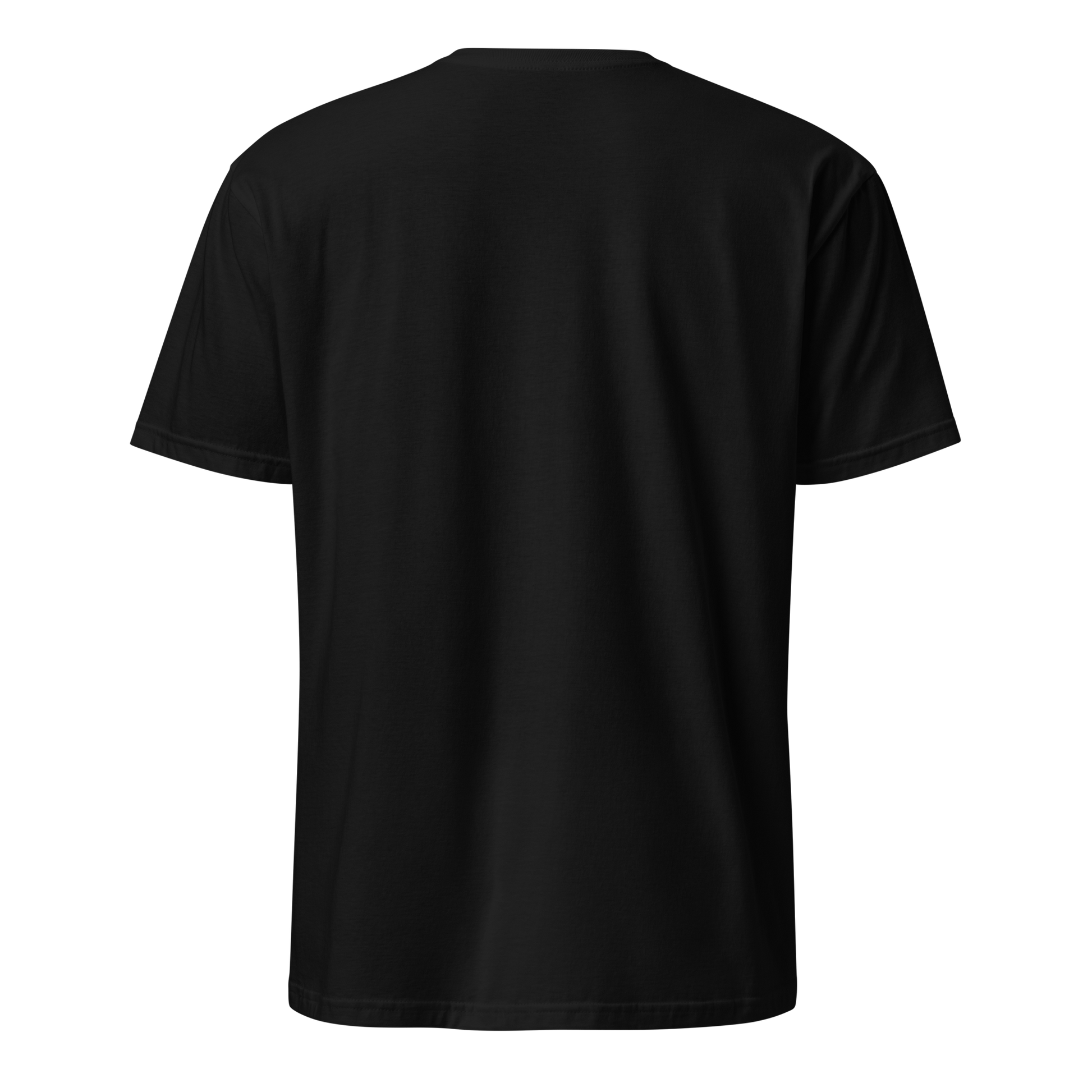 Black t-shirt on a white background