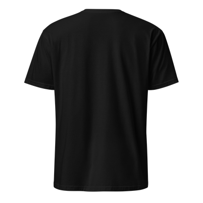 Black t-shirt on a white background