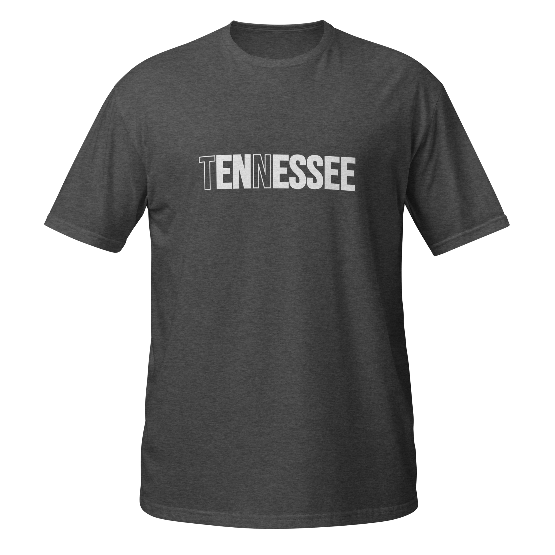 Gray t-shirt with 'TENNESSEE' printed on a white background