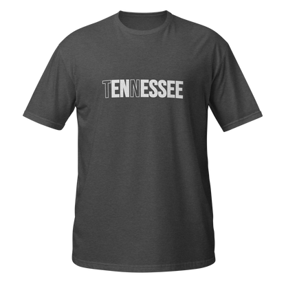 Gray t-shirt with 'TENNESSEE' printed on a white background