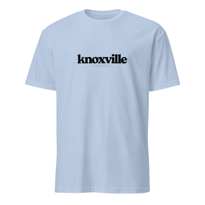 Light blue t-shirt with 'knoxville' printed on a white background
