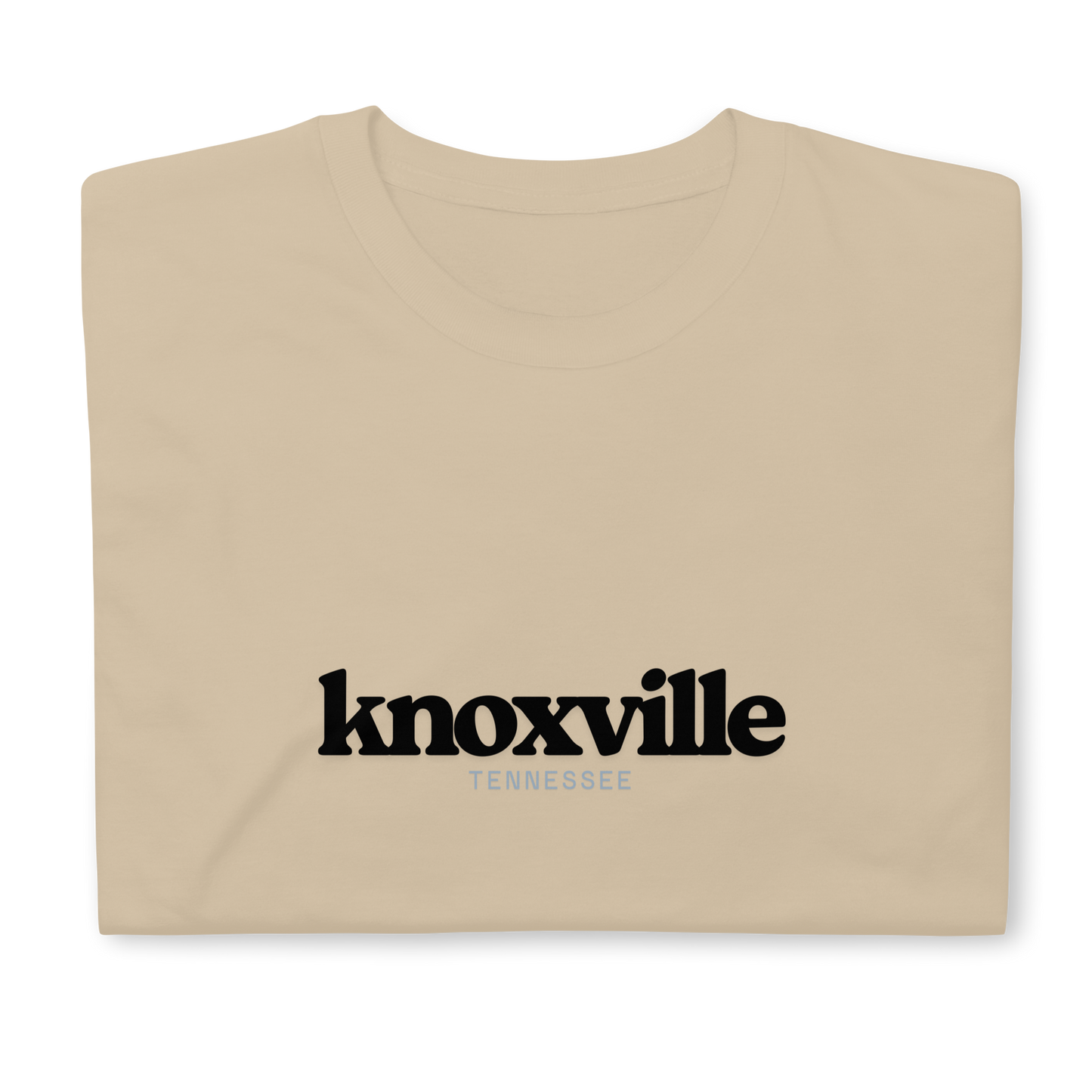 Beige t-shirt with 'knoxville Tennessee' text on a white background
