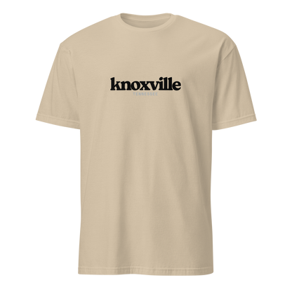 Beige t-shirt with 'knoxville' printed on a white background