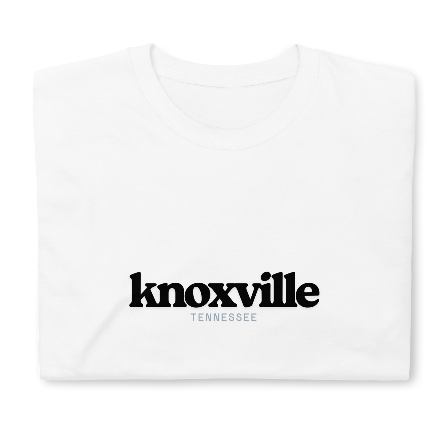 White sweatshirt with 'knoxville Tennessee' text on a white background