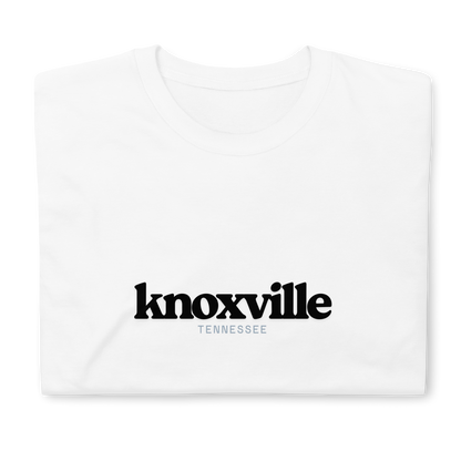 White sweatshirt with 'knoxville Tennessee' text on a white background