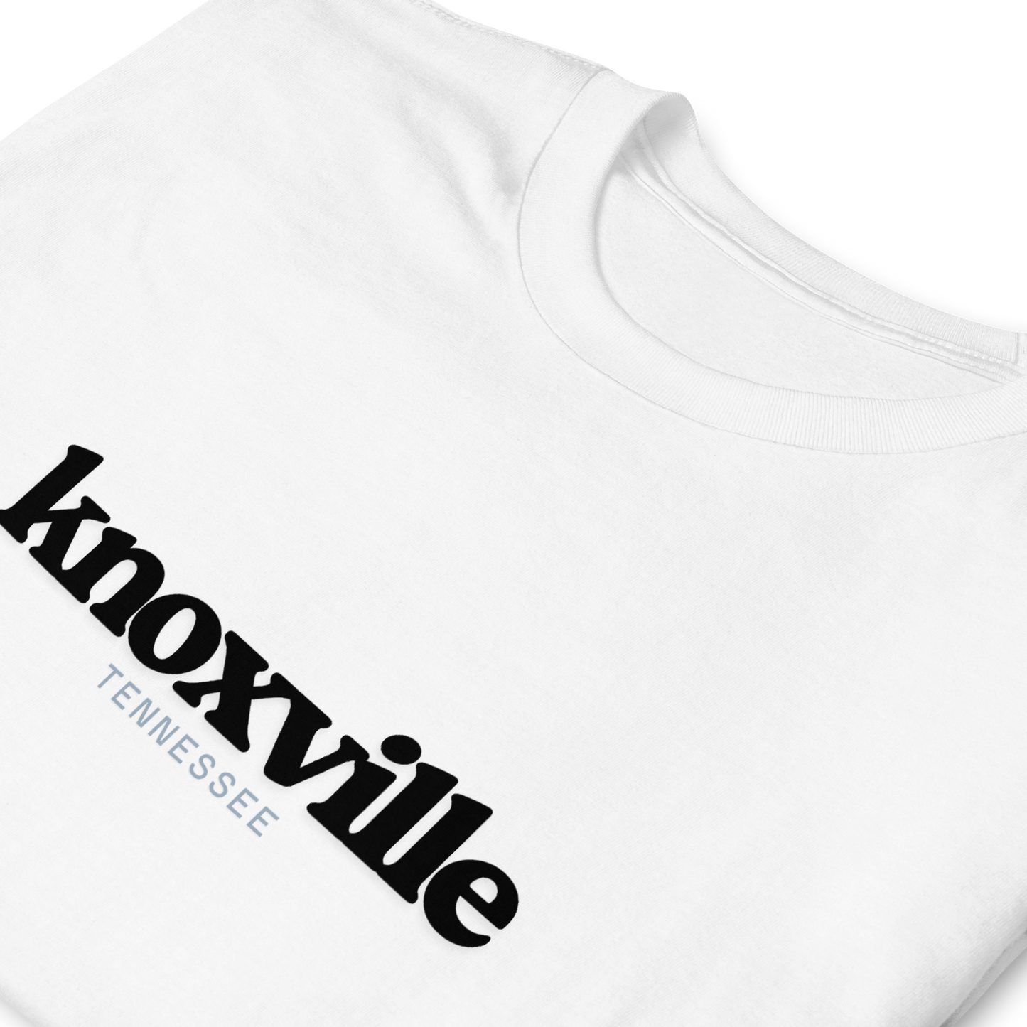 White t-shirt with 'Knoxville Tennessee' text on a white background