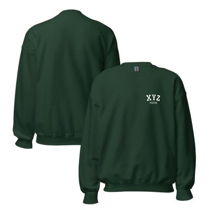 Green sweatshirt with 'XYZ' logo on a white background